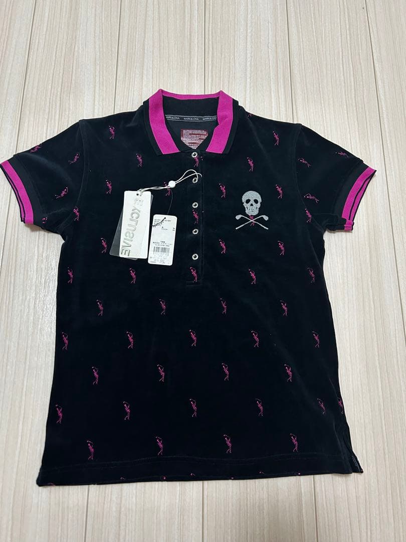 【新品タグ付】マークアンドロナ ゴルフウェア ポロシャツ Sサイズ スカル 黒