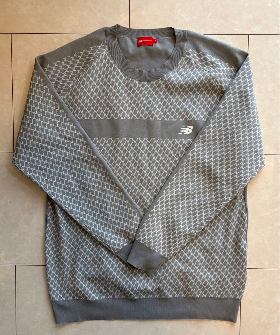 New Balance golfグレー ダイヤモンドパターン セーター