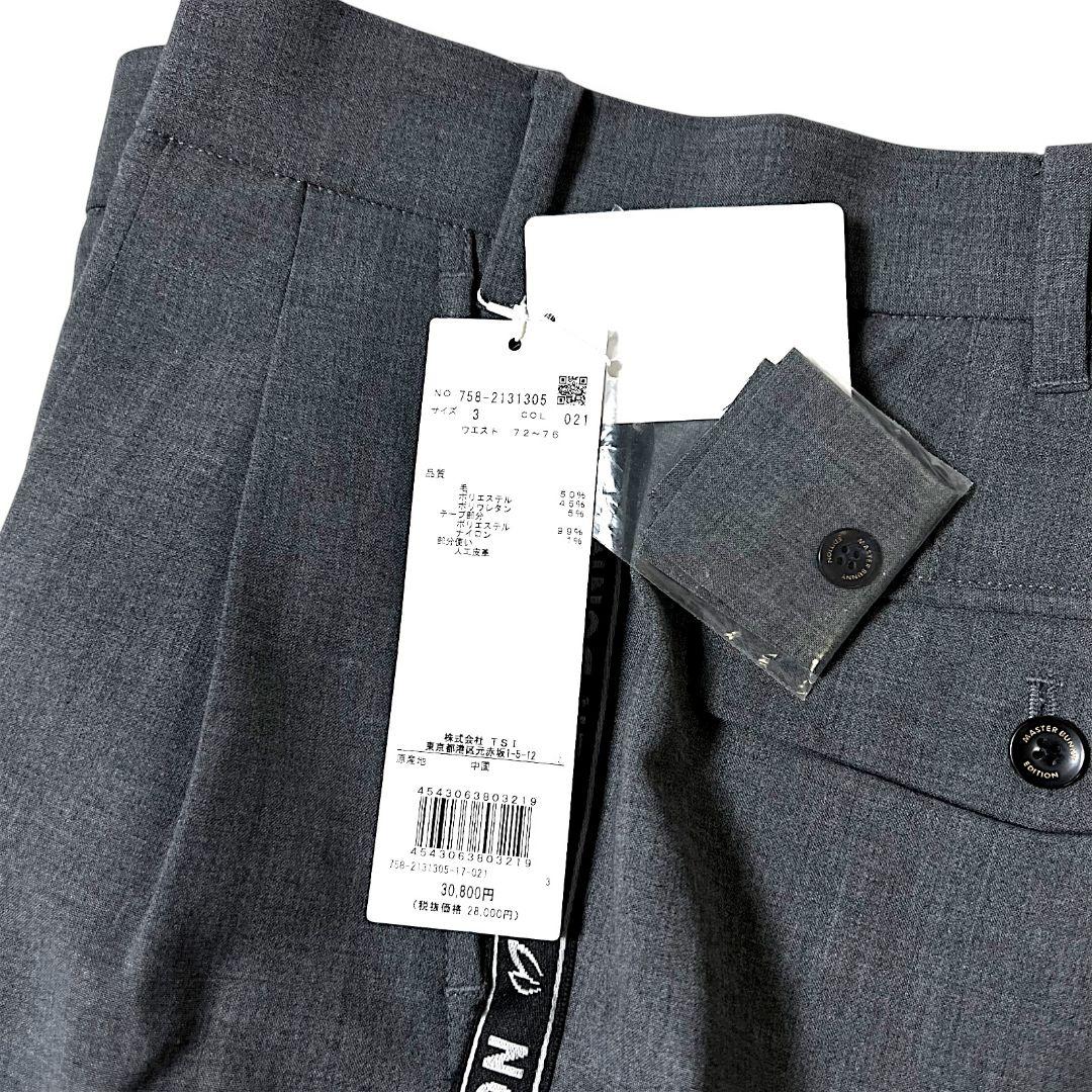 3 マスターバニー パーリーゲイツ取扱 サイドロゴラインパンツ 灰