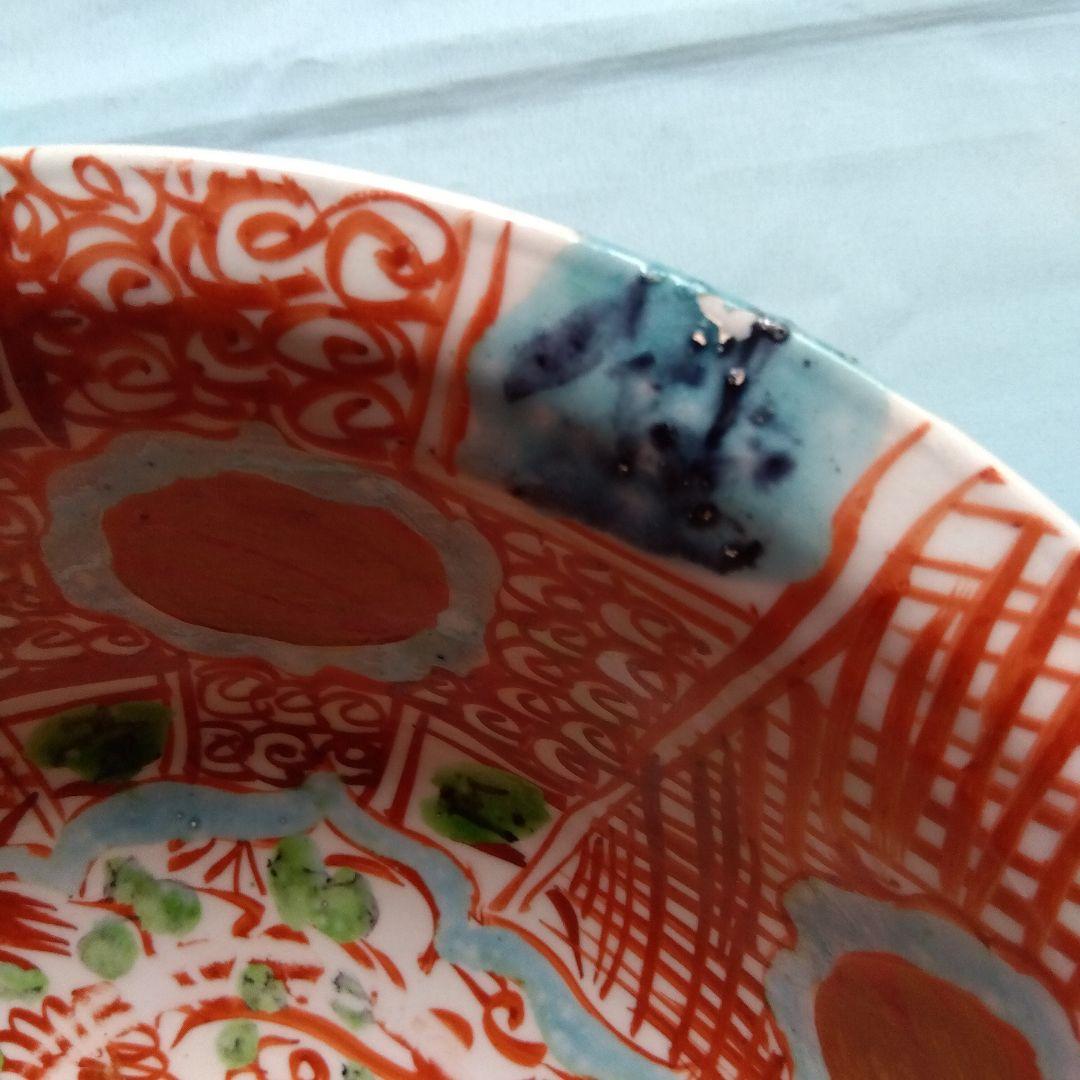 赤と白の花模様 深鉢