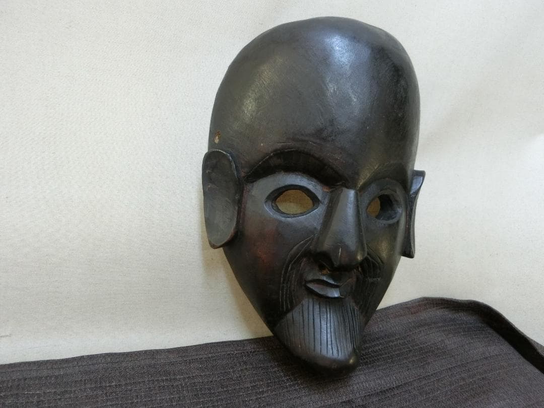 インテリア！【木彫面　民族面　黒時代色　神像　外国物・G11・仏教】★鑑賞　研究