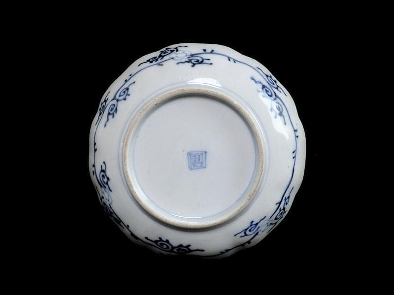 古伊万里　染錦　菖蒲に菊の図　４寸皿　４客　D870AS-BXo