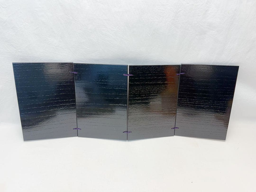 未使用 茶道具 桐木地溜塗 器据 と溜塗 和敬板 小羽根 うぐいす針4点 元箱