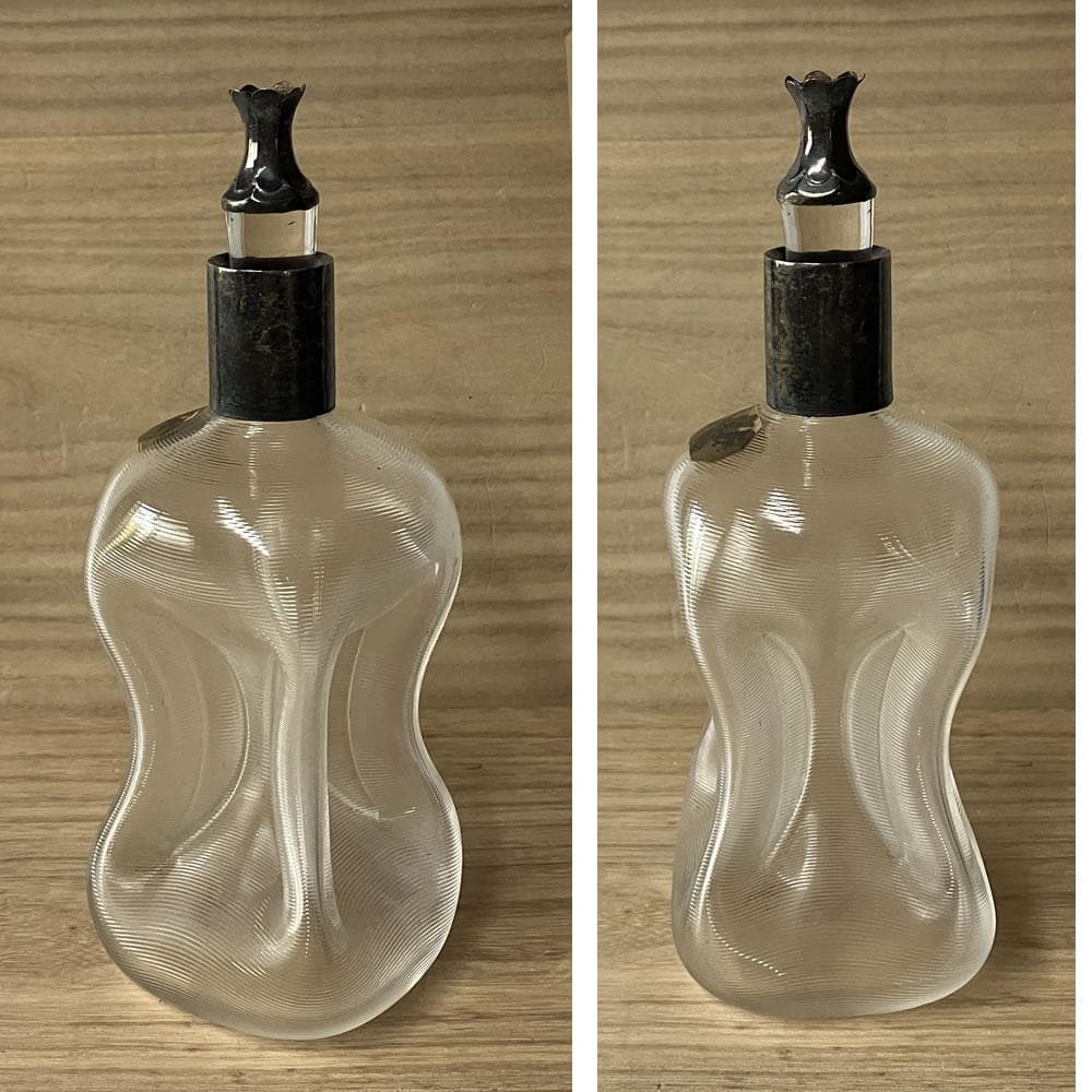 e3131 時代 古ガラス瓶 純銀蓋 ガラスボトル ガラス瓶 硝子 古硝子