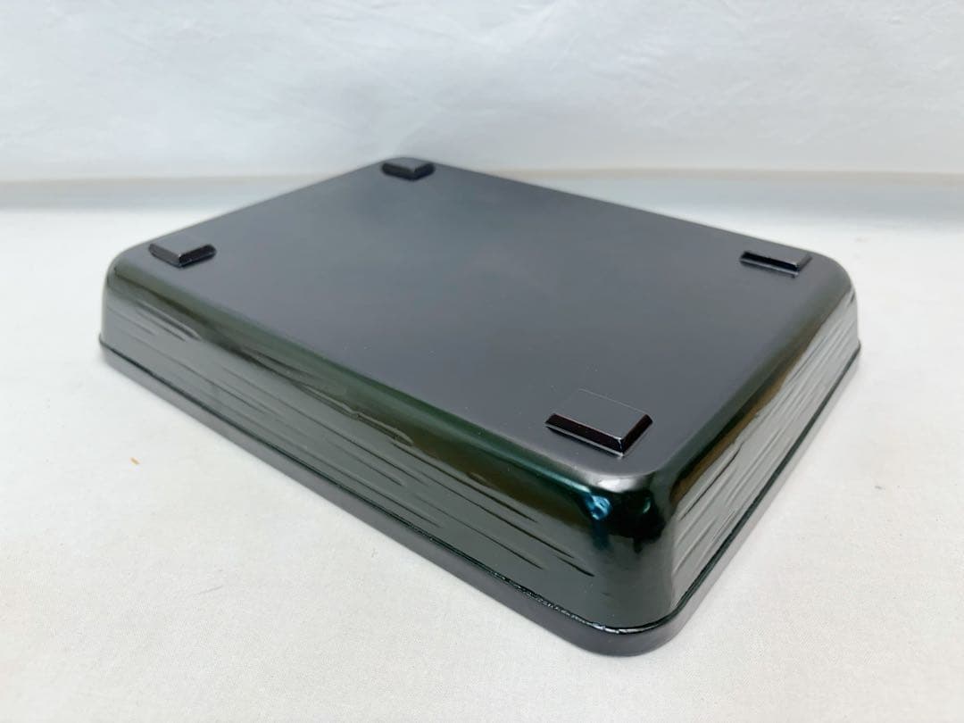 未使用 茶道具 祥斎作 木製 青漆舟形 莨盆 裏印有 煙草盆 喫煙具 木工芸共箱