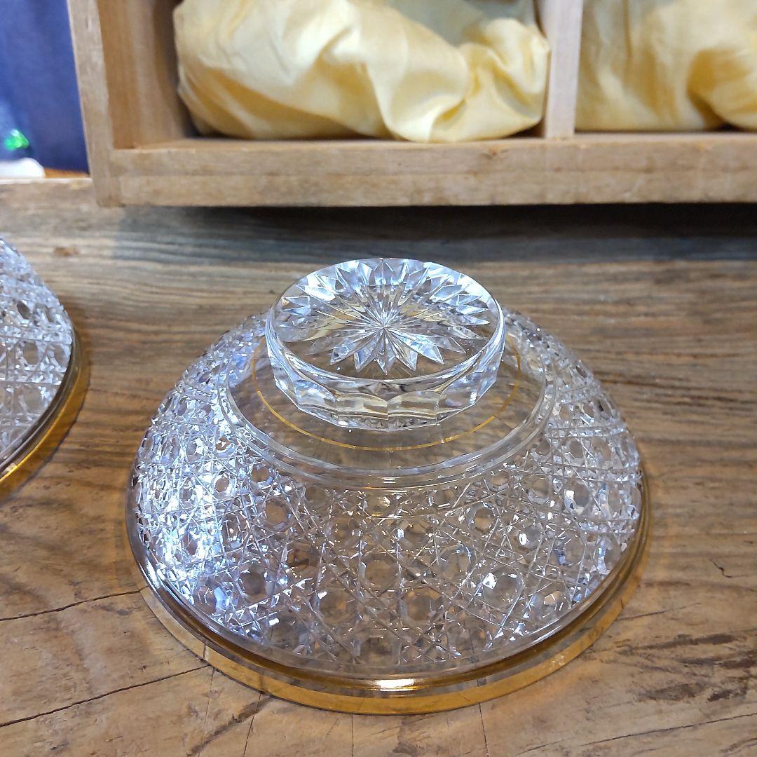 須田秀石⑥　茶懐石用　クリスタル　　籠目文四ッ碗　五客セット＋（蓋のみ1つ）