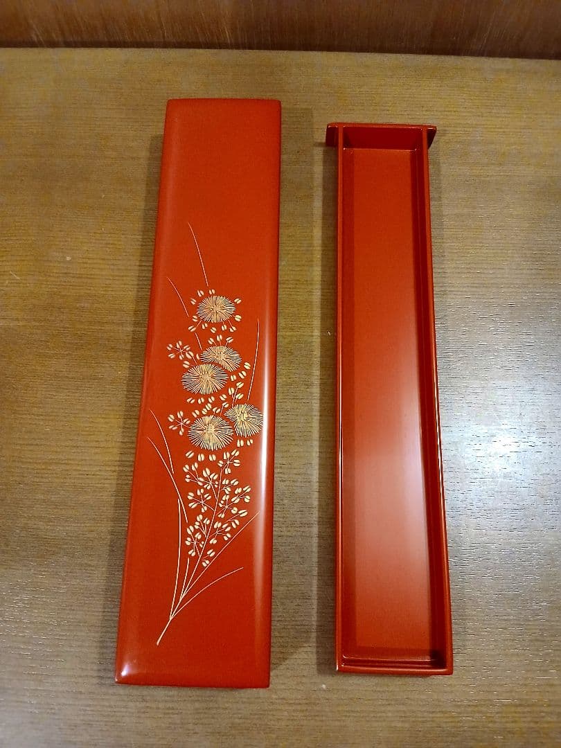 未使用　沈金　漆塗り　箸入れ　漆器　弁当
