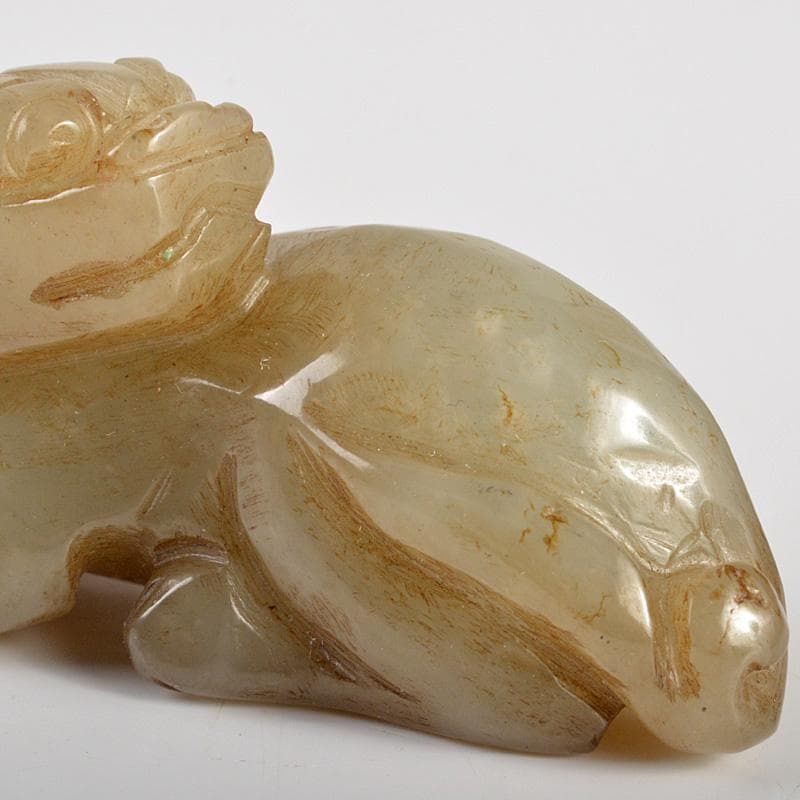 中国　玉石彫刻　神獣刻　根付　紙鎮　置物　C　7210E