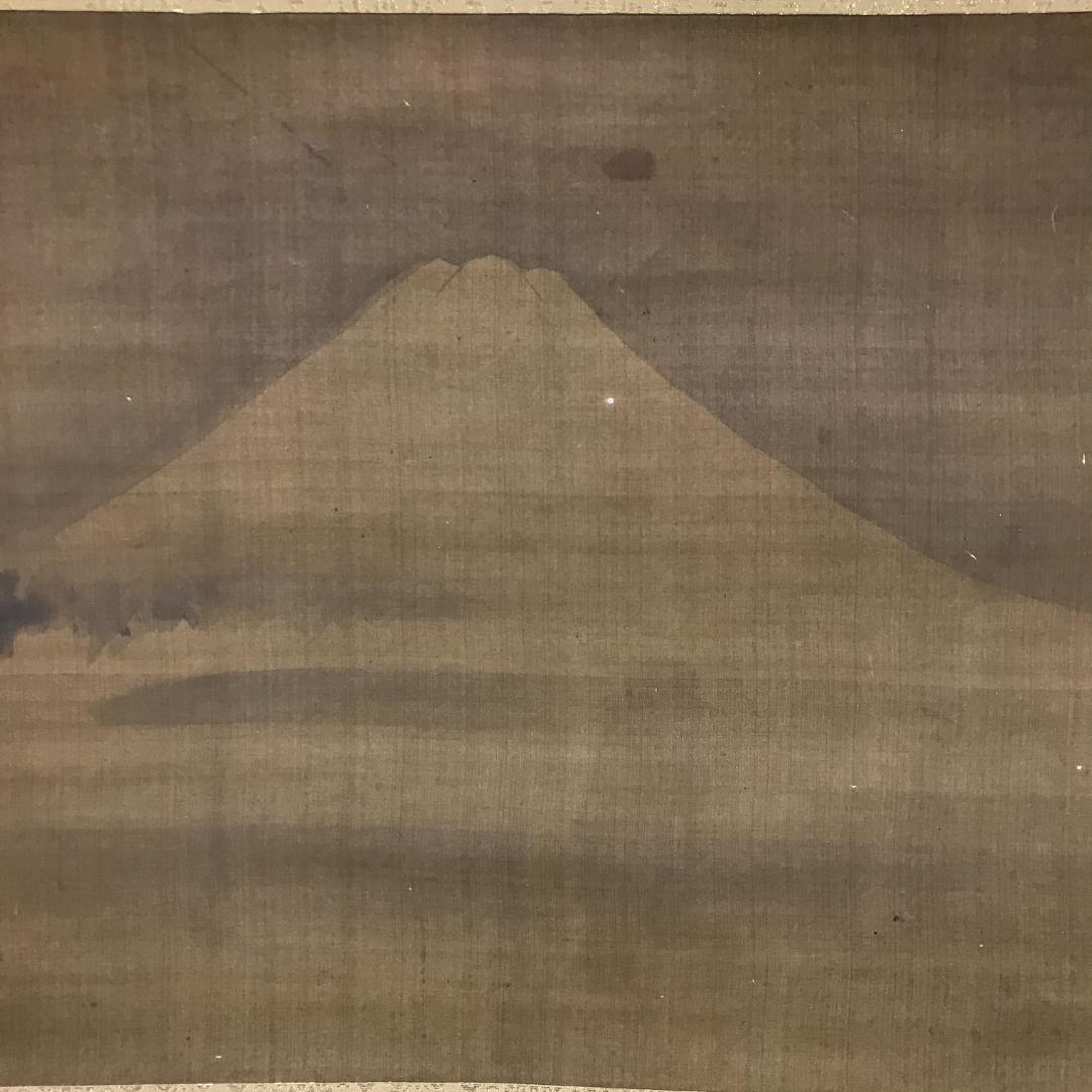 真作/狩野探信/富士図/山水/横物/布袋屋掛軸HB-100