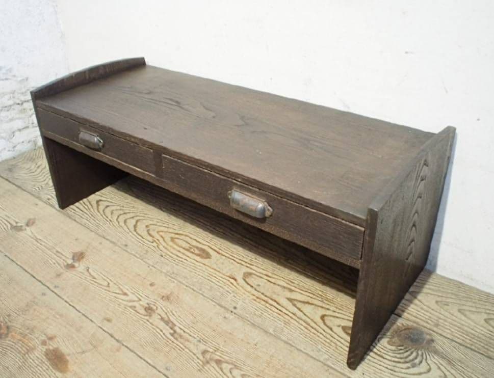 1060 アンティーク　ナラ材の文机　ローテーブル　引き出し　陳列台　レトロ