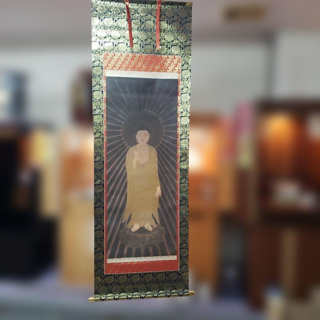 Ｂフライデー掛軸★復刻版 阿弥陀如来 住立空中尊影印★高さ：約166cm