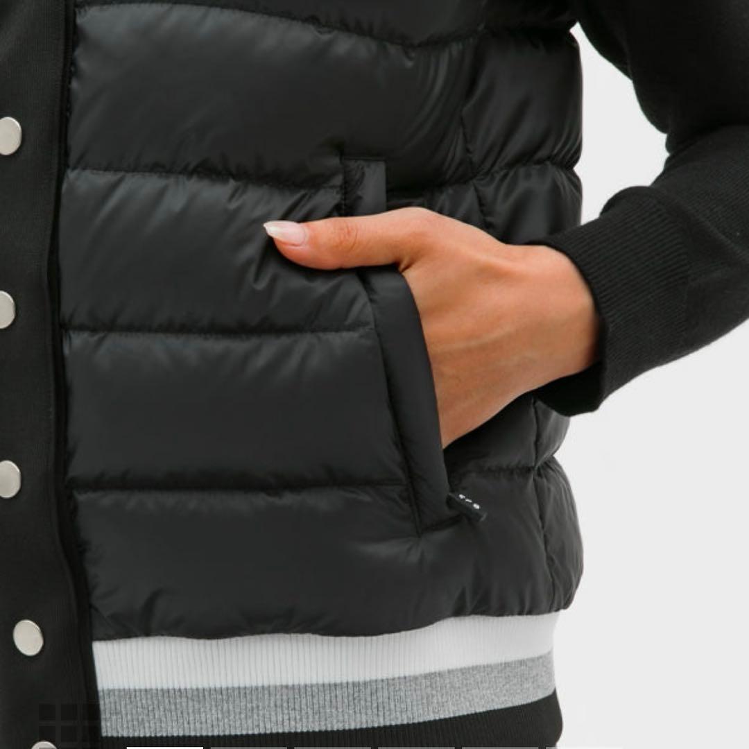 CPG ダウン×背中ニットミディアムロング丈ベスト　ブラックM