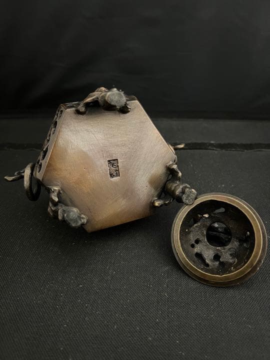 香炉　旭峰　銅　遊環　彫刻 置物 開運 風水 美術 インテリア　アンティーク