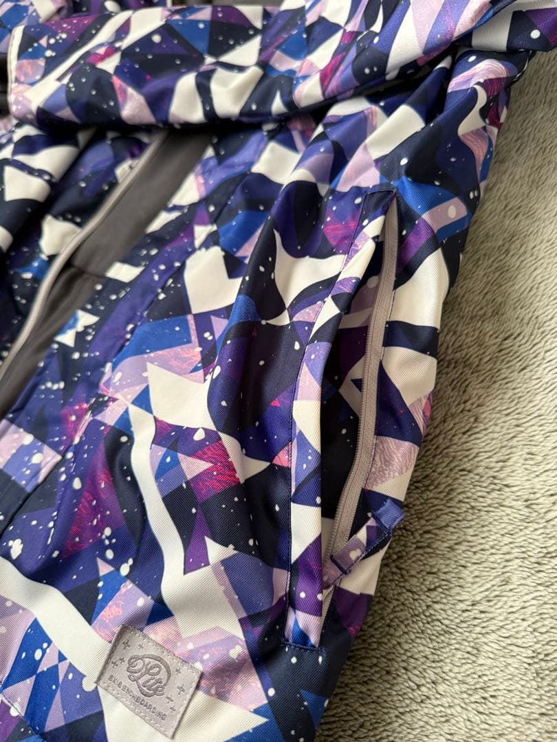 【S】スキースノーボードウェア上下 レディース 防水 防寒 紫 青 白 フード付