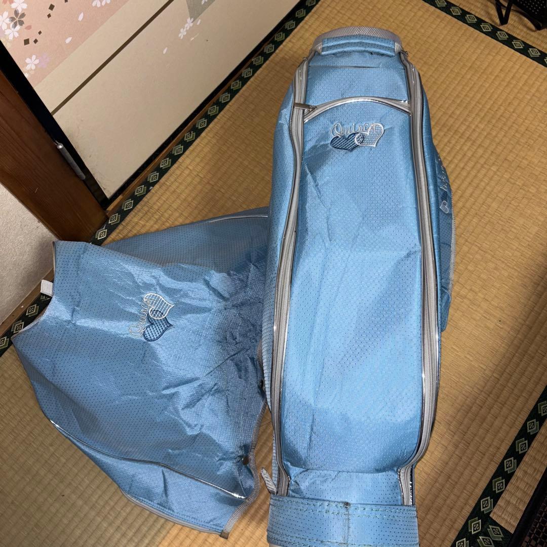 水色 ハート刺繍 キャディバッグ