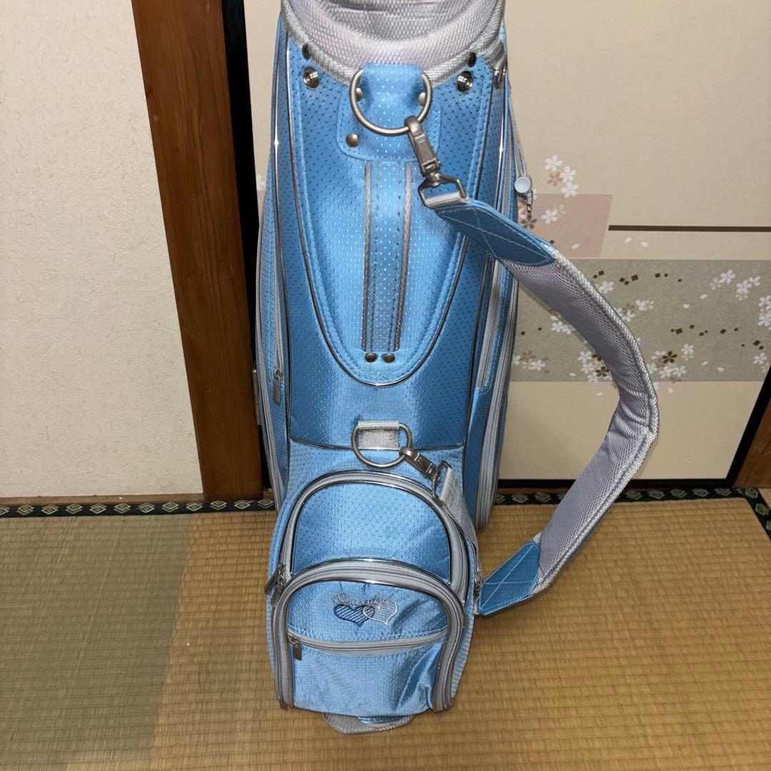 水色 ハート刺繍 キャディバッグ
