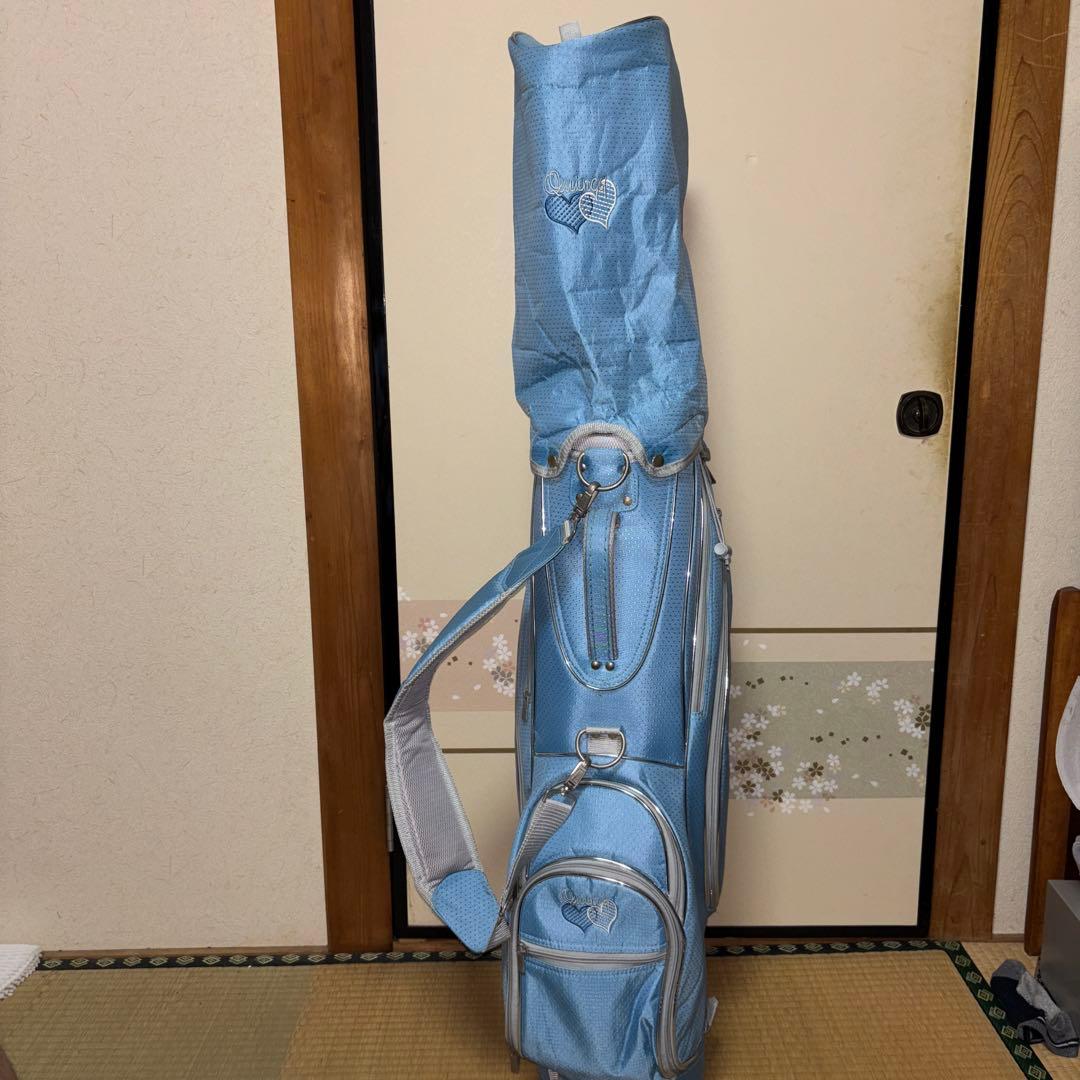 水色 ハート刺繍 キャディバッグ