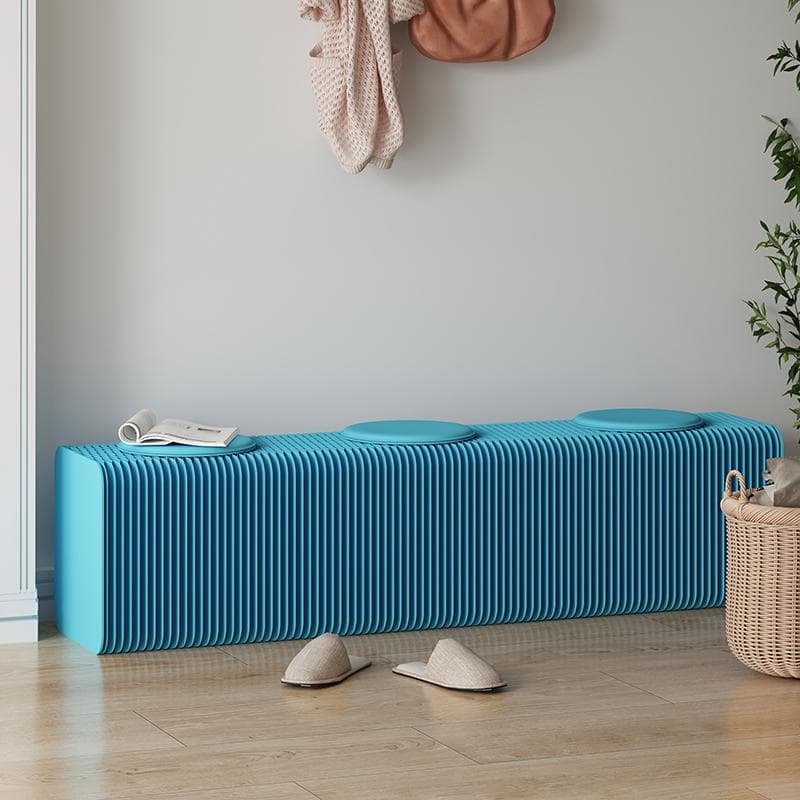 折り畳み伸縮ベンチブルー高さ40㎝長さ2.5ｍ持ち運び可能ダイニング待合室用