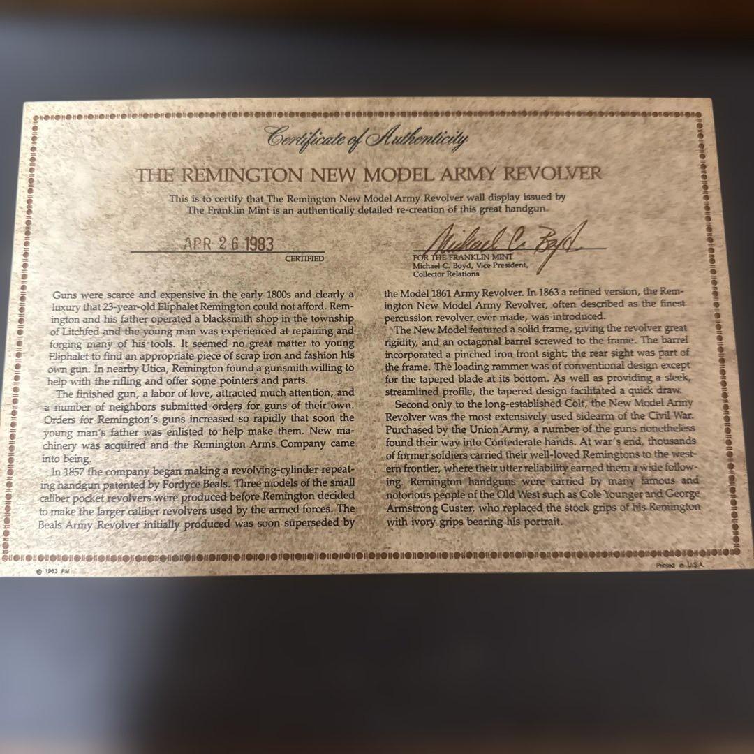 フランクリン・ミント 装飾銃 無可動 銃 額入り模型 3点セット