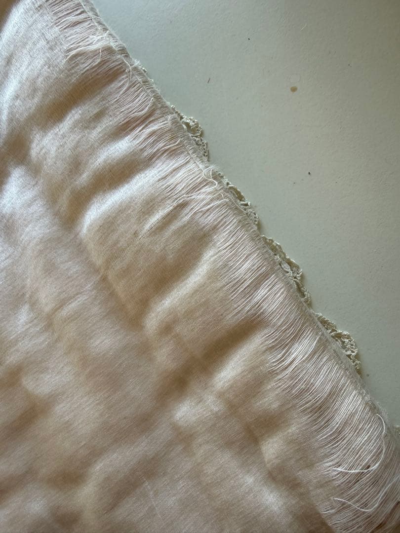 フランスアンティーク子供柄レースのパンキーケース薄ピンクシルク