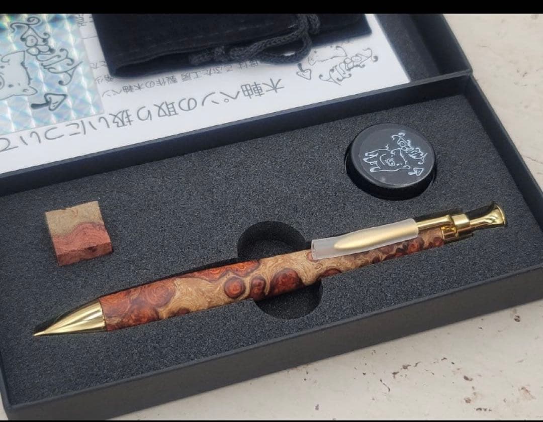 極上花梨瘤杢　紅白　新品　こぶた工房　シャープペンシル0.5