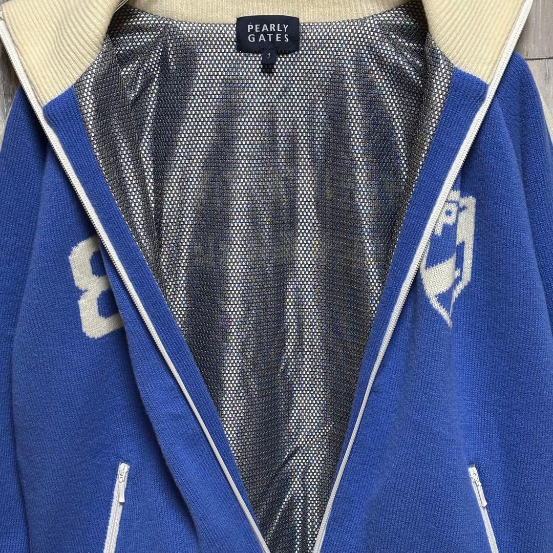 パーリーゲイツ　ニット　ジャケット ジップアップ　裏地あり　ウール混　1