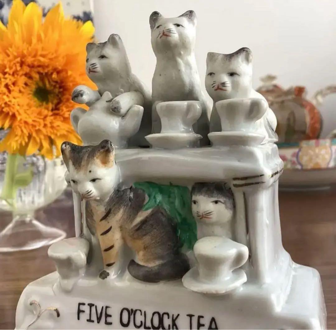 英国アンティーク1885年 ♤ 5匹の猫と5時のお茶 ♤ フェアリング