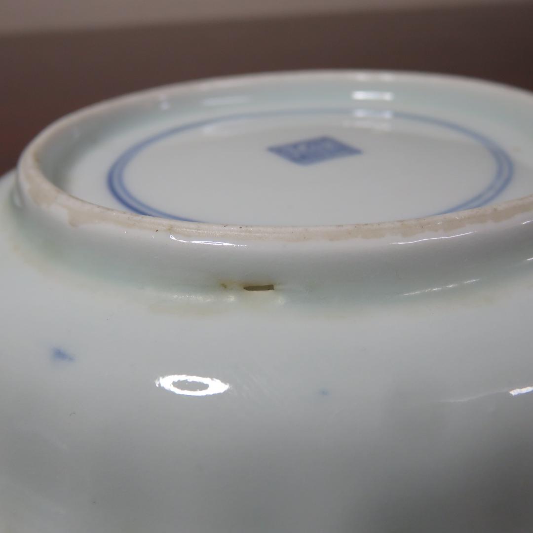 中皿 4枚 鳥 花 染付 古伊万里 上手物 明治