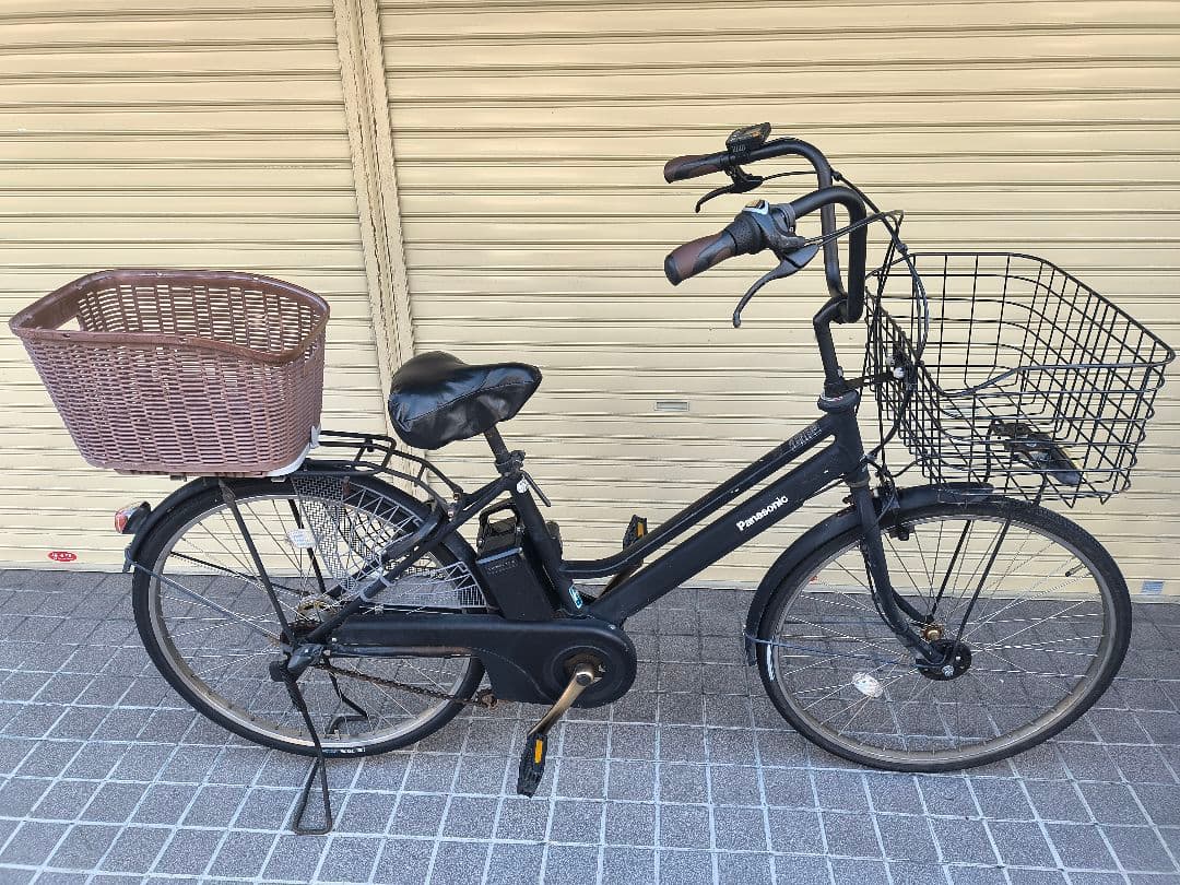 値下げ Panasonic 電動アシスト自転車 黒 後カゴ付き