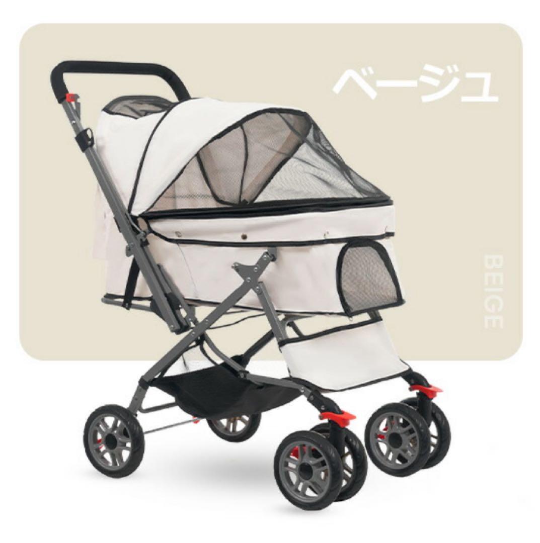 ペットカート　犬カート　4輪　犬用品　多機能　ドッグカート　ベージュ
