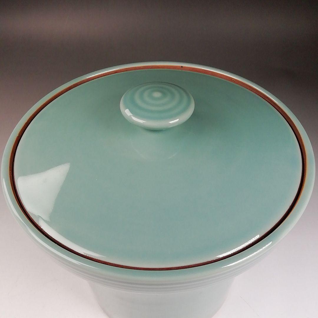 Ｗ１１８　水指　『青磁　末広』『藤山 造』　共箱　茶道具