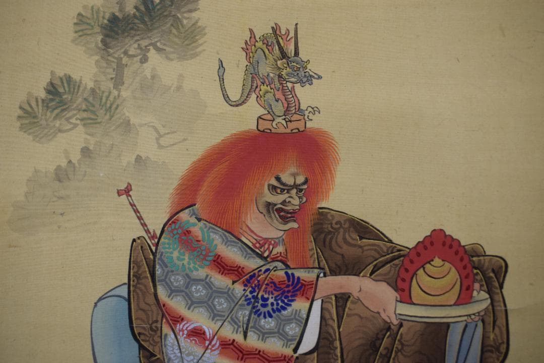 作者不詳/能舞図/画賛/掛軸☆宝船☆Z-314