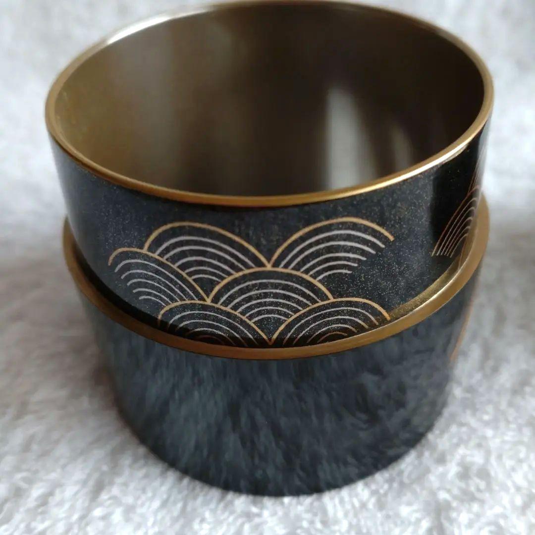 薄器　鶴蒔絵　中次　岩倉隆斎　山中塗　共箱　無傷