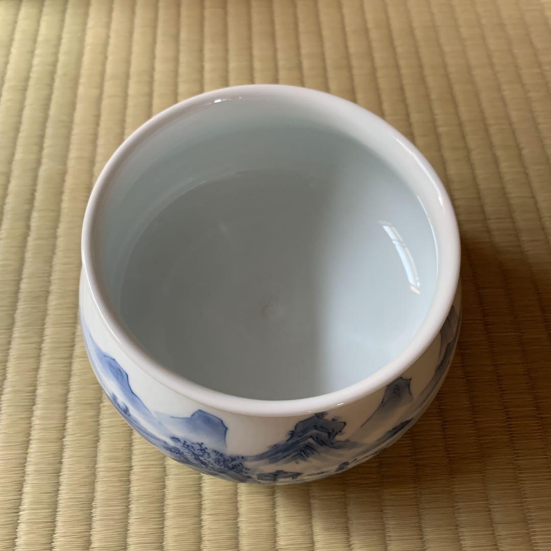 染付山水絵　皆具　金窯作