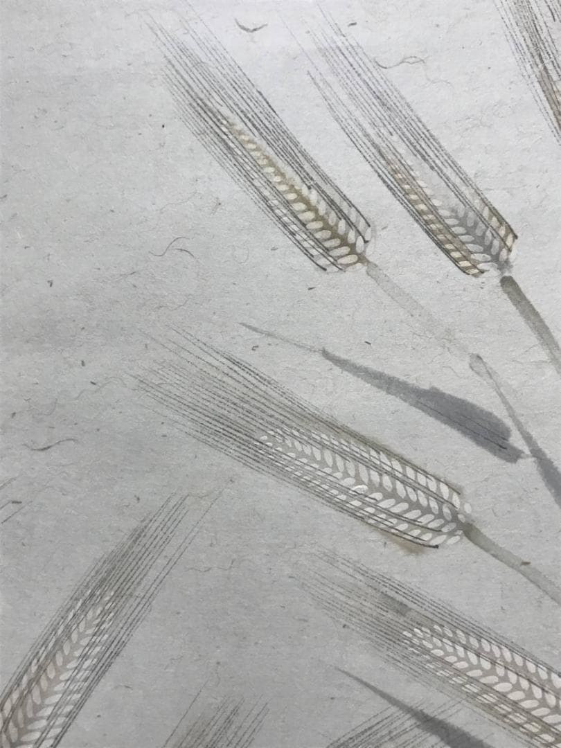 【真作】周風/麦に蝶図/掛軸/名家伝来/AB-938