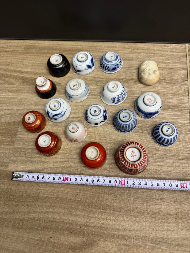 1534  九谷焼　猪口　17客　まとめ売り　時代物