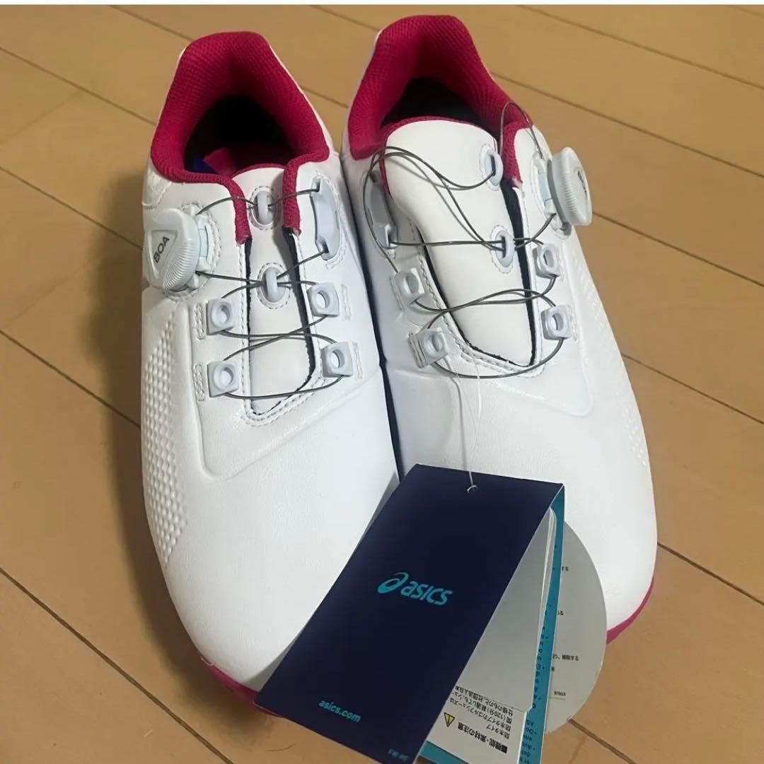 asics ゴルフシューズ BOAシステム ホワイト/ピンク