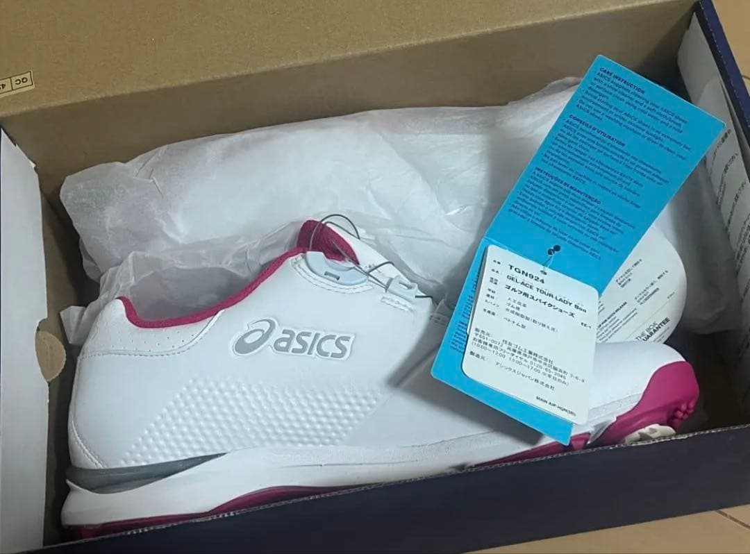 asics ゴルフシューズ BOAシステム ホワイト/ピンク