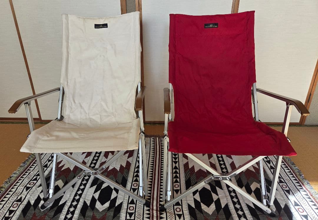 【美品】超レア 小川テント ハイバックアームチェア 二脚