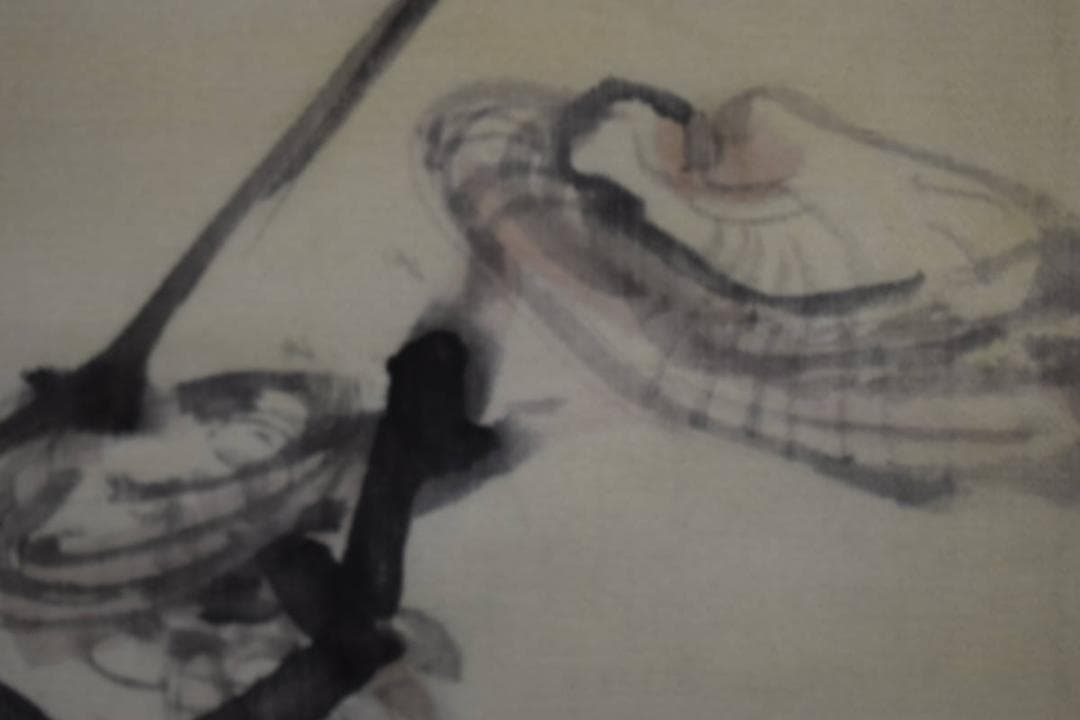 真作/柴田義薫/竹に霊芝/布袋屋掛軸HG-129