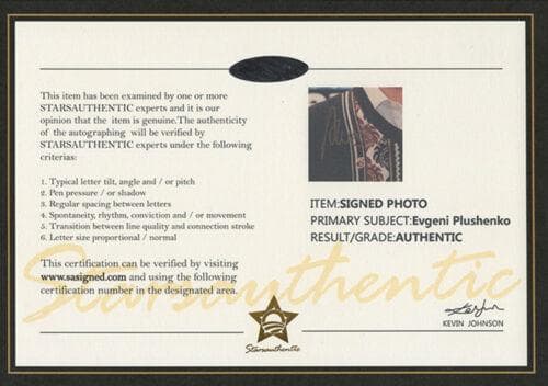 直筆サイン入り写真 エフゲニー・ヴィクトロヴィチ・プルシェンコ SA鑑定済