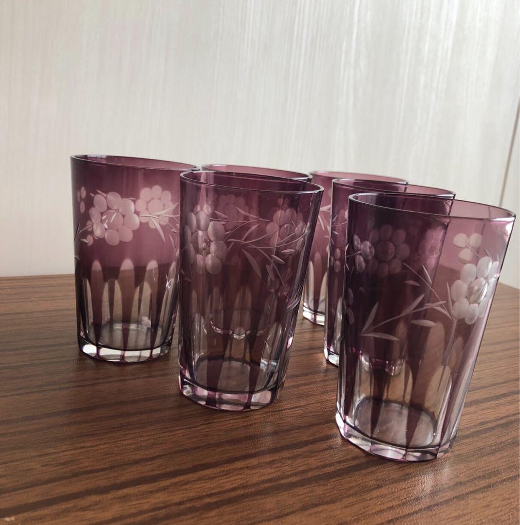 ＊当時物 大正浪漫 モダン切子 アールデコグラス６個セット