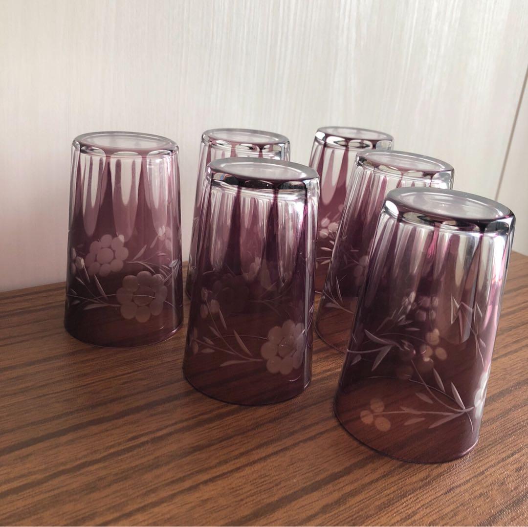 ＊当時物 大正浪漫 モダン切子 アールデコグラス６個セット