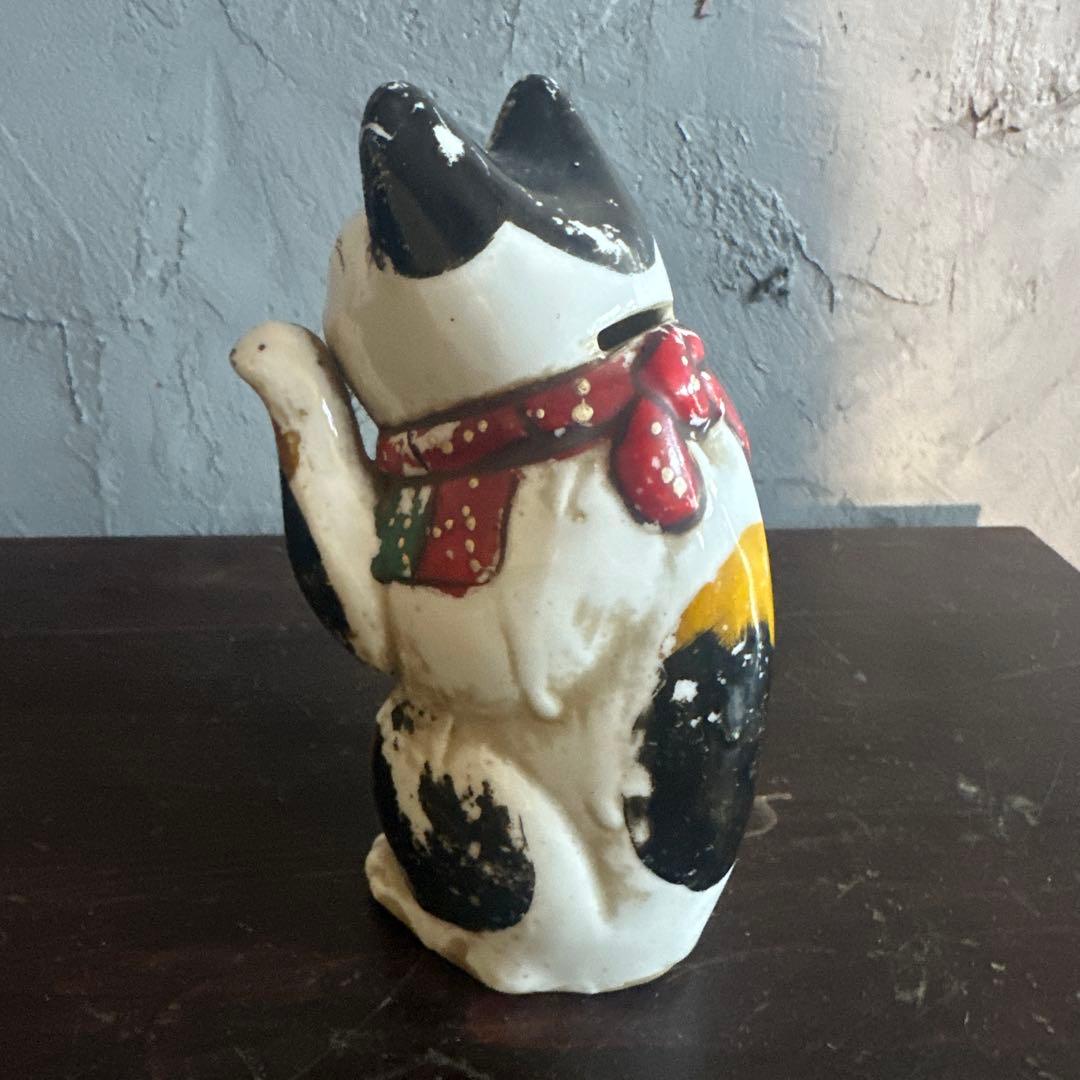 瞬間的お値下げ‼️ヴィンテージ味ありすぎる三毛猫招き猫 陶器 置物　瀬戸