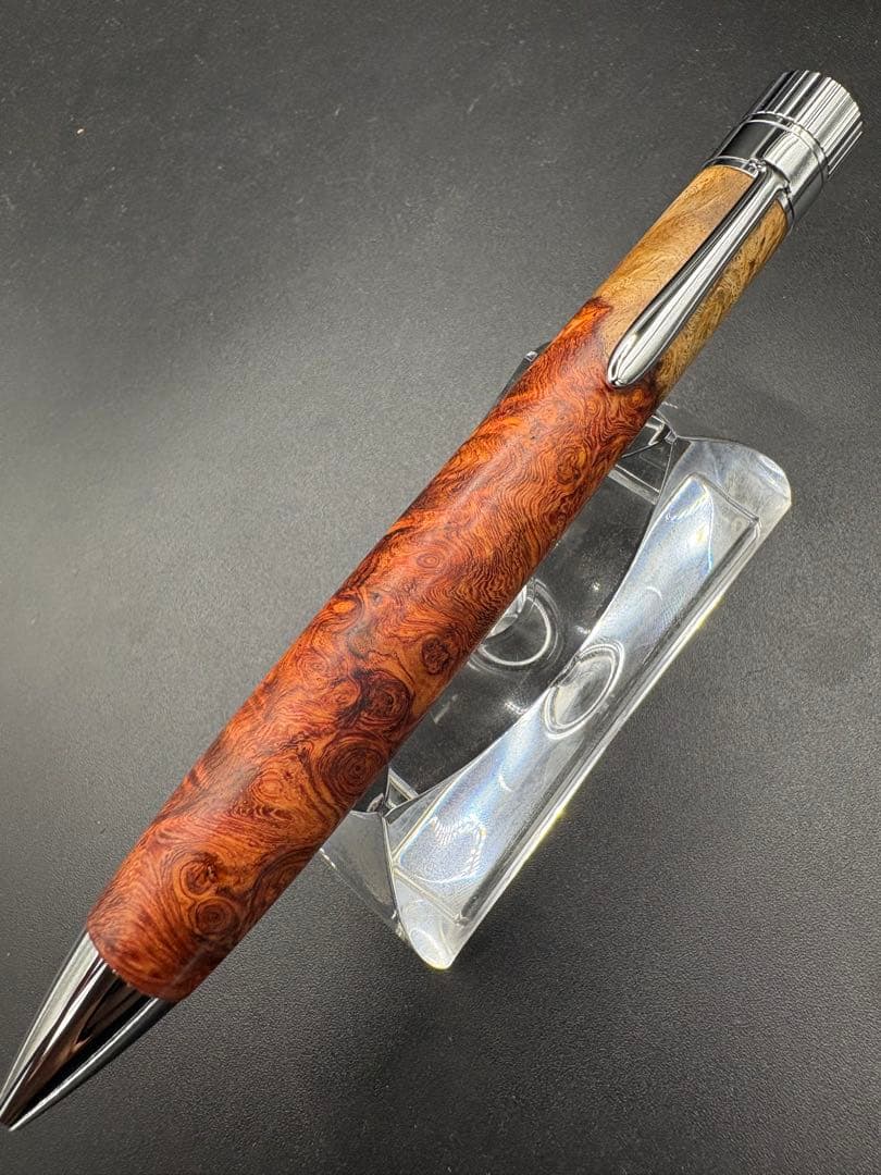 509極上　本花梨　紅白　瘤杢　KATO203 回転式ボールペン