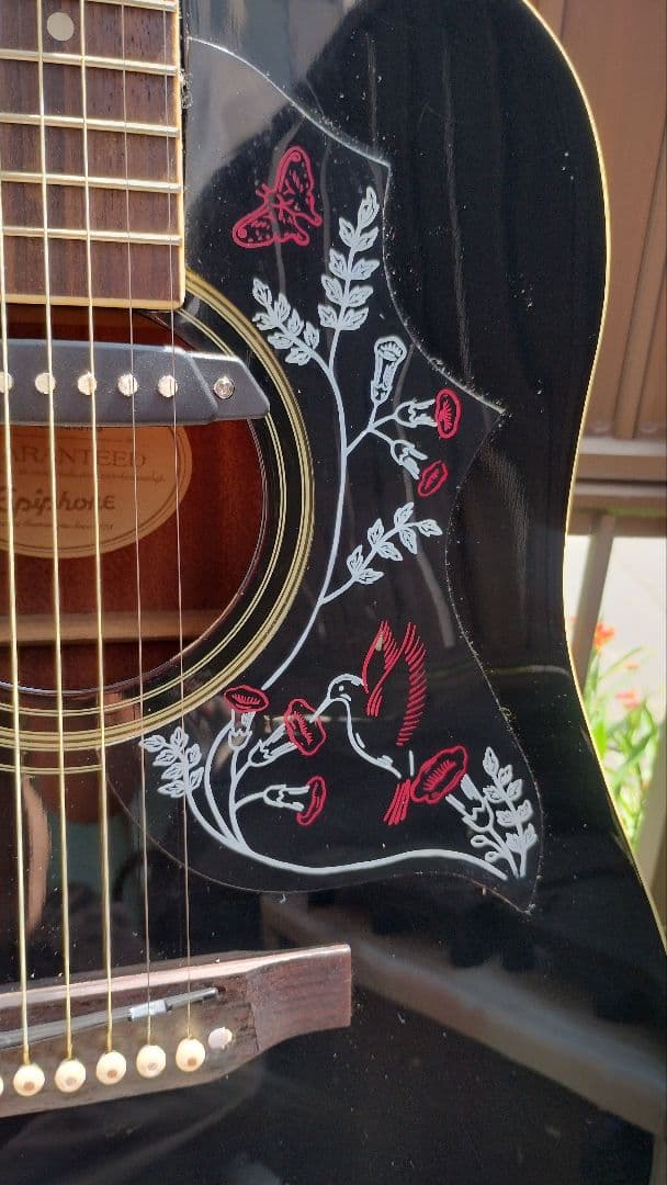 美品 Epiphone DR-100 BK ハミングバード W.P.U付エレアコ