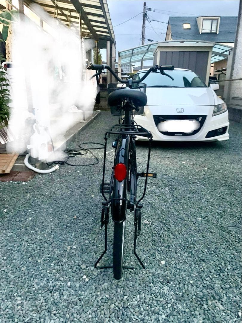 黒色 シティサイクル 26インチ 前バスケット付き