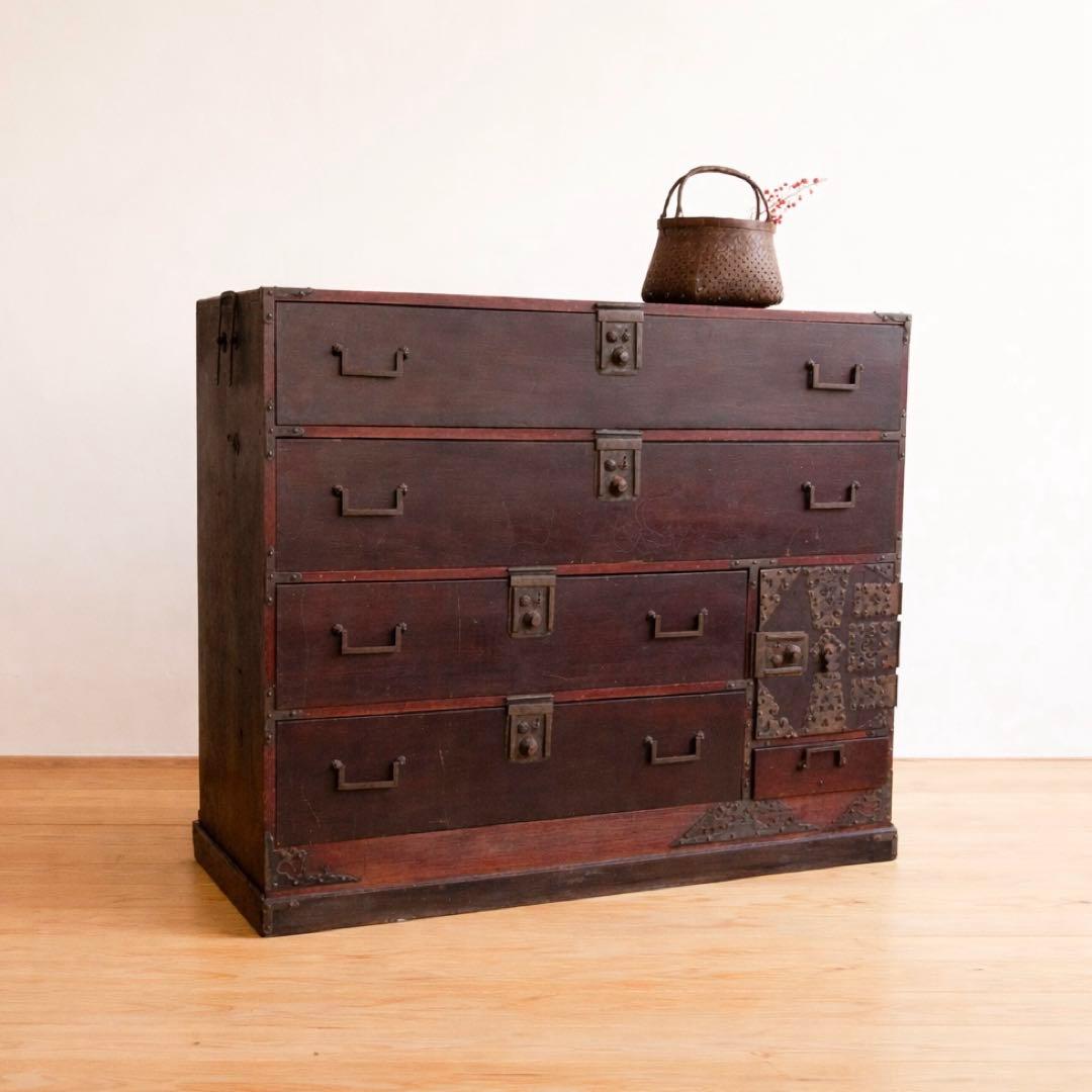 和箪笥　チェスト　M057　古道具　古家具　ビンテージ　アンティーク　レトロ