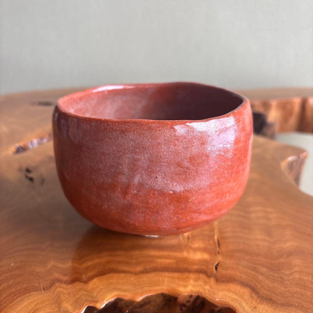 平安 井上春峰 楽焼 赤楽茶碗 抹茶碗 茶道具 共箱(13)
