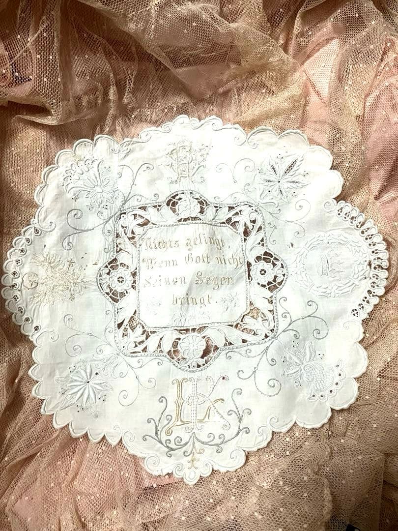 お値下げ　レア　19世紀　ドイツ　アンティーク　サンプラー　レース